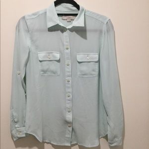 Loft mint colored L/S utility blouse